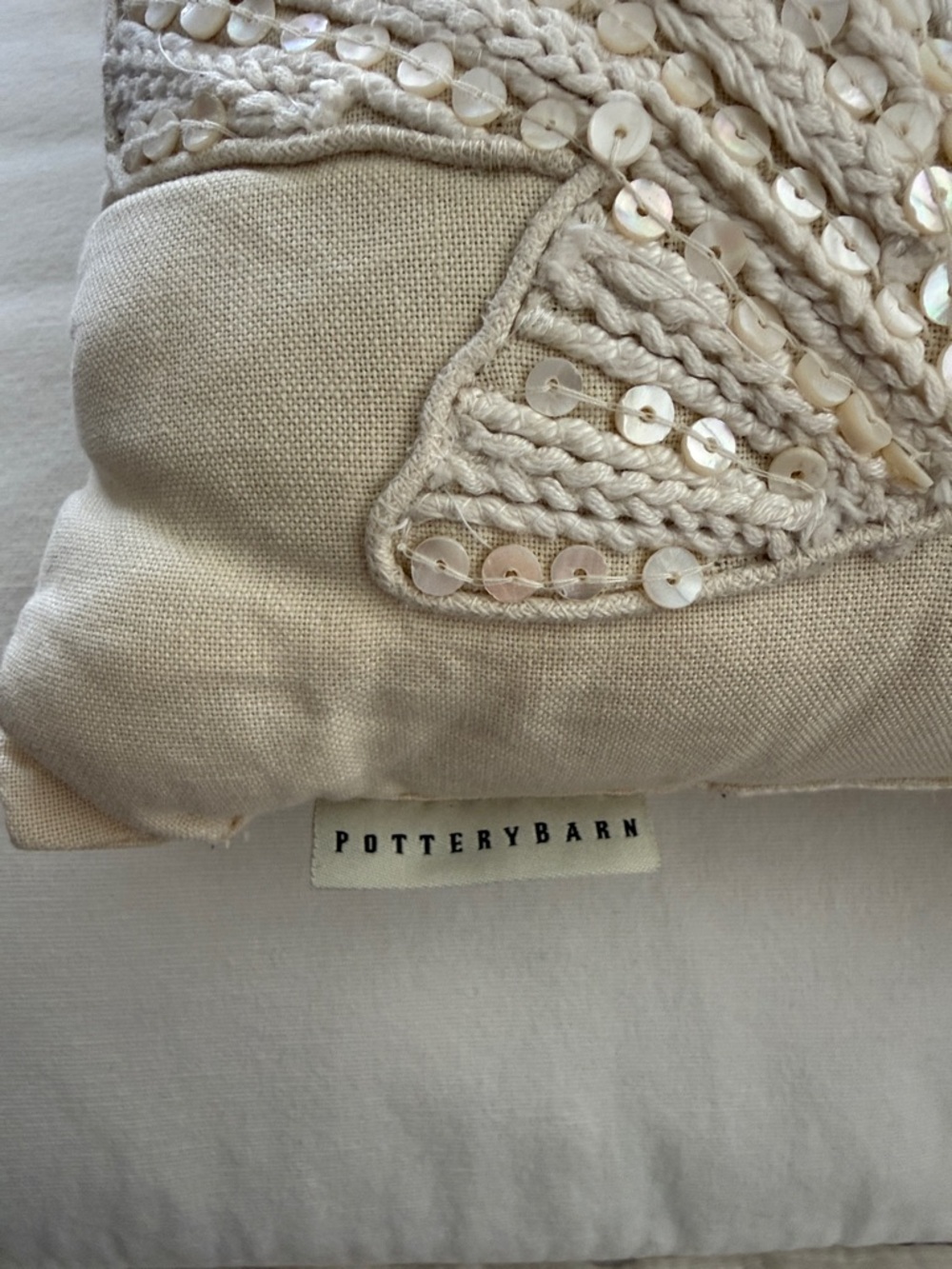 Pottery Barn Sequined Shell Decorative Throw Pillow - Ivory - Picture 2 of 3